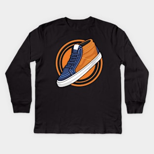 Skate Grosso Mid Navy Orange Sneaker Kids Long Sleeve T-Shirt